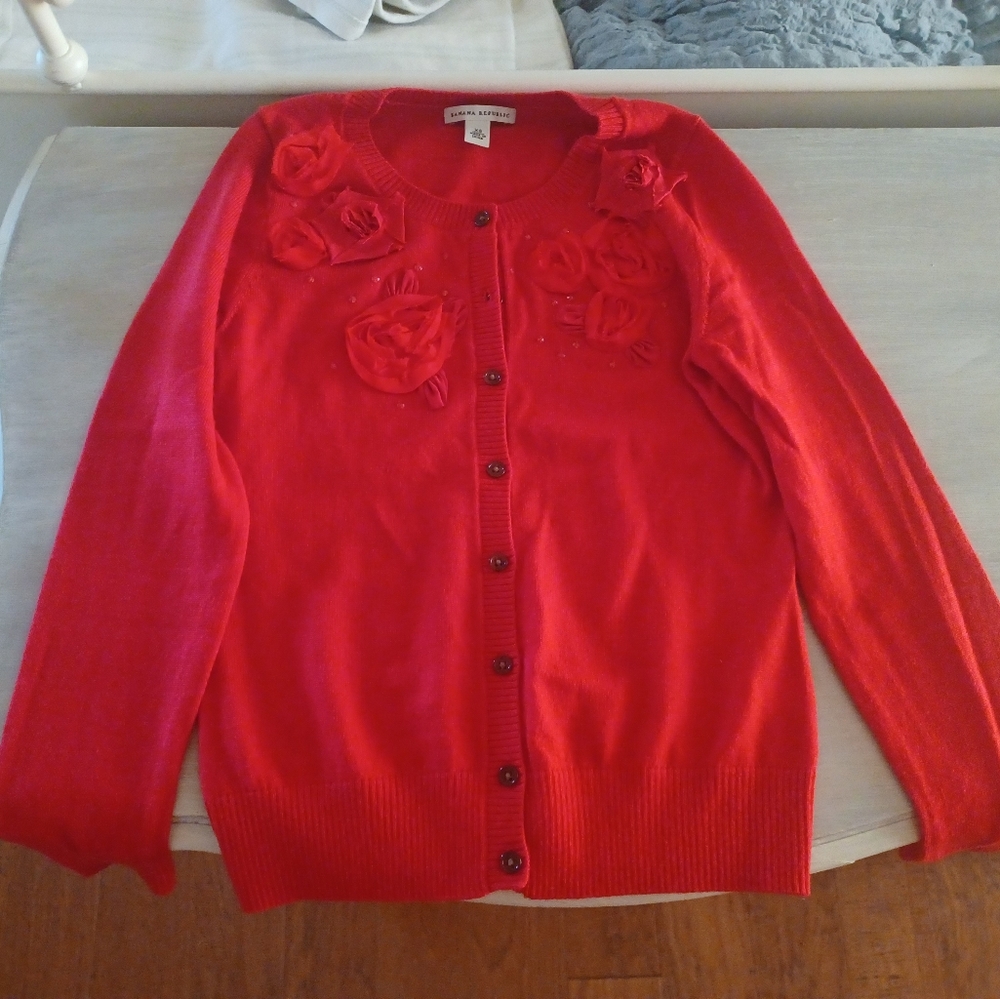 Banana Republic Red Cardigan Sweater